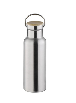 Bouteille isotherme « H2O YEAH! », acier inoxydable, couvercle en bambou, 500 ml | APS 66905