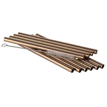 Set de pailles à boire en acier inoxydable 15 cm, 10 pièces, couleur cuivre | APS 93391