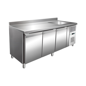 Table réfrigérée 3-portes GN 1/1 avec évier Forcar, 580 l, en acier inoxydable | FIMAR G-GNS3200TN