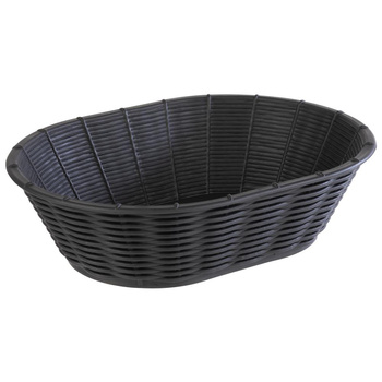 Corbeille à pain ou à fruits, WICKER LOOK, ovale, noire, 23x17x6.5 cm | APS 40216