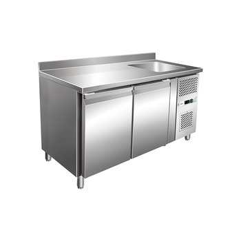 Table réfrigérée 2-portes GN 1/1 avec évier Forcar, 390 l, en acier inoxydable | FIMAR G-GNS2200TN