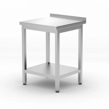 Table de travail adossée avec étagère, 60x60x85 cm | HENDI 817223