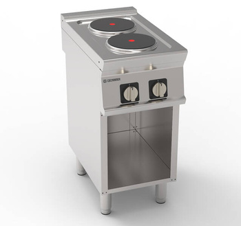 Cuisinière professionnelle électrique 2‑plaques Ø 22 cm avec base ouverte | TECNOINOX 716008