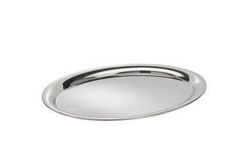 Plateau KAFFEEHAUS ovale, poli, mat, en acier inoxydable, 29x22x0,5 cm | APS 30117