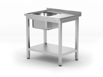 Table avec évier 1 bac et étagère, 80x60x85 cm | HENDI 812495
