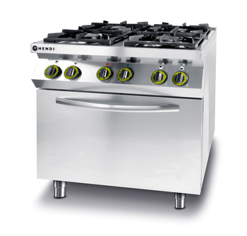 Cuisinière à gaz 4 feux avec four électrique, 22 kW, GN 1/1 | HENDI 225882