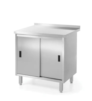 Table adossée avec armoire à portes coulissantes, 80x60x85 cm | HENDI 811641
