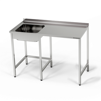 Table inox avec évier 1 bac et emplacement pour lave-vaisselle 140x60x85 cm | FORGAST