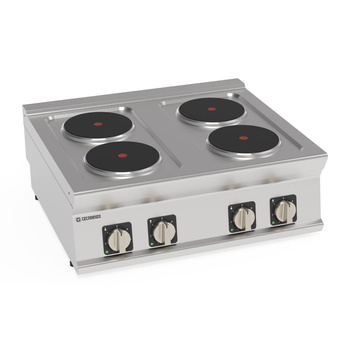 Cuisinière professionnelle électrique 4 plaques sur coffre ø 22 cm | TECNOINOX 716003