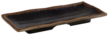 Plateau MARONE en mélamine, noir - brun, 19,5x9,5x2 cm | APS 84117