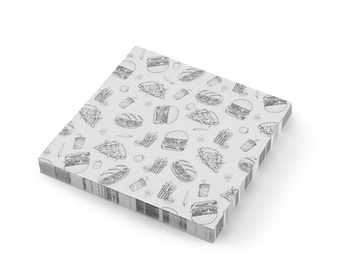 Papier parchemin avec motif fast-food, carré | HENDI 678282