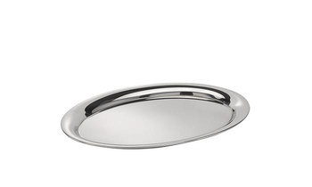 Plateau KAFFEEHAUS ovale, poli, mat, en acier inoxydable, 26,5x19,5x0,5 cm | APS 30116