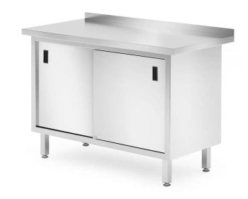 Table adossée avec armoire à portes coulissantes, 120x60x85 cm | HENDI 811665