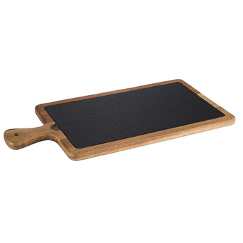 Planche de service FUSIONA avec plateau en ardoise, marron, 41x20x2 cm | APS 811