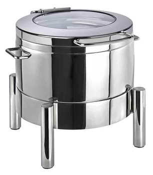Chauffe-plat de table PREMIUM, rond, avec couvercle à fenêtre en verre, 10 l | APS 12354
