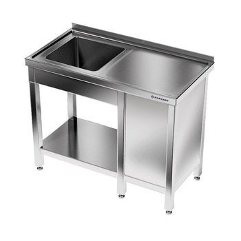 Table inox avec évier 1 bac et placard 170x60x85 cm | FORGAST