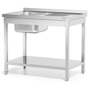 Table en acier inoxydable avec évier 1 bac gauche avec étagère 120x60x85 à visser | FORGAST FG15337