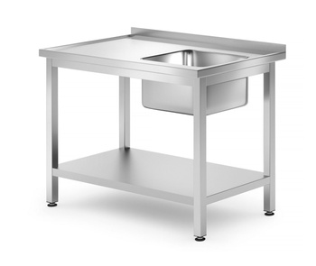 Table avec évier 1 bac et étagère | HENDI 812938