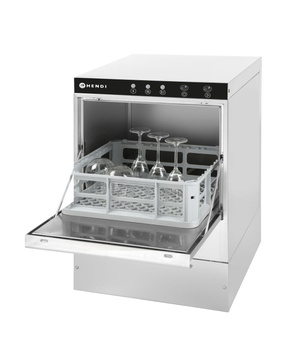 Lave-verres professionnel avec pompe de vidange, panier 40x40 cm, 2,8 kW, 230 V | HENDI 233016