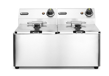 Friteuse électrique Kitchen Line à 2 cuves, 2x8 L, zone froide, 2x3,5 kW | HENDI 205839