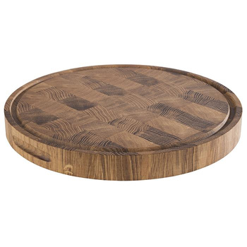 Planche de service OKLA, ronde, en bois de chêne, marron, 39x4,5 cm | APS 816