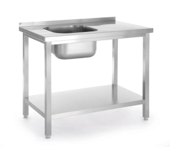 Table avec évier 1 cuve et étagère, 80x60x85 cm | HENDI 817001