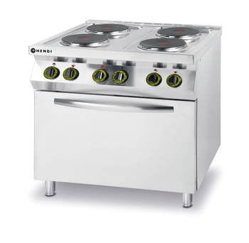 Cuisinière de restauration électrique 4-plaques avec four, 13,4 kW, 400 V | HENDI 225936
