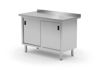 Table adossée avec placard à portes coulissantes, 100x60x85 cm | HENDI 811658