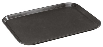 Plateau de service, ovale, GRIPZONE, en composite PRV, noir, 46x26x2 cm | APS 508