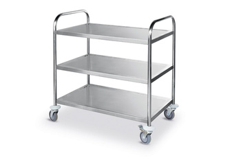 Chariot de service en acier inoxydable à 3 étagères pliable | HENDI 810101