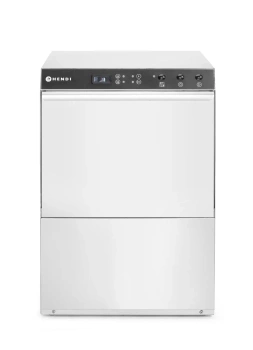 Lave-vaisselle professionnel Doppio avec doseur de détergent et pompe de vidange, panier 50x50 cm, 3,4/4,9 kW, 230/400 V | HENDI 237366