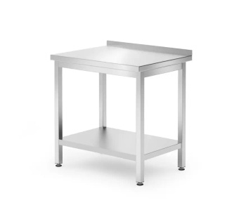 Table de travail adossée au mur avec étagère, 80x60x85 cm | HENDI 817261