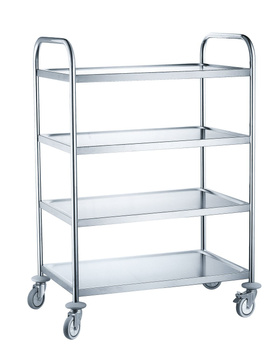 Chariot de service en acier inoxydable à 4 étagères pliable | HENDI 810118