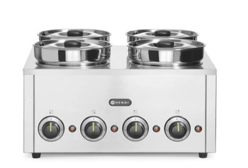 Bain-marie Thermosystem 4, 16 l, 4 compartiments, acier inoxydable | HENDI 201466
