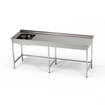 Table inox avec évier 1 bac 250x60x85 cm | FORGAST