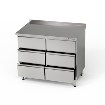 Table de travail en acier inoxydable avec 6 tiroirs 80x70x85 cm | FORGAST
