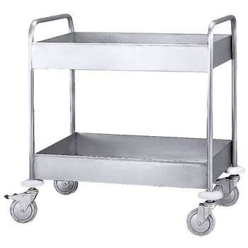Chariot de transport à 2 étagères pour vaisselle, acier inoxydable, 80x55x92 cm | CONTACTO 8104/002