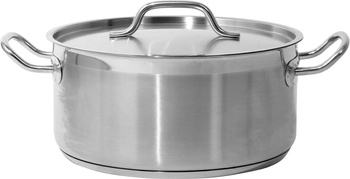 Casserole basse en acier inoxydable - cap. 8 L avec couvercle | YATO YG-00042