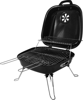 Gril à charbon portable avec couvercle, grille 33x35,5 cm | LUND 99483