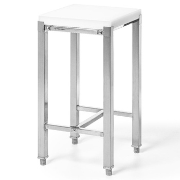 Billot de boucher en polyéthylène, 40x40 cm, hauteur 80 cm, plateau 5 cm, sur base | FORGAST FG12242