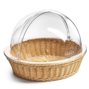 Panier à pain avec couvercle roll-top, rond, 39,5 cm, en polypropylène et polycarbonate | FORGAST FG03239