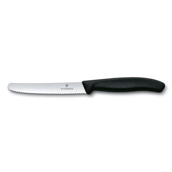 Couteau à lame dentelée pour légumes et fruits Swiss Classic noir lg. lame 11 cm | VICTORINOX 6.7833