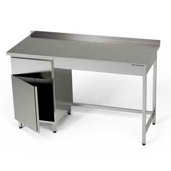 Table de travail en acier inoxydable avec placard et tiroir 120x60x85 cm | FORGAST