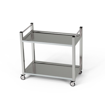 Chariot de service en acier inoxydable à 2 étagères poignée verticale 80x60x85 cm | FORGAST