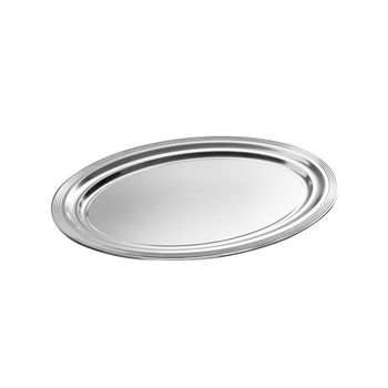 Plateau de banquet CLASSIC ovale, en acier inoxydable, 46x34,5x1,5 cm | APS 398