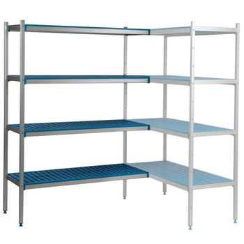 Étagère d’angle à 4 étagères prof. 40 cm 1PD-44+4P-64+8UM | ALUSHELF 40316