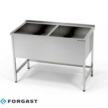 Bac en acier inoxydable 2 cuves (prof. 30 cm) 150x60x85 cm | FORGAST