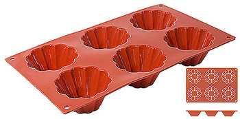 Moule à briochettes 8x3 cm, 6 cavités, en silicone | CONTACTO 6638/863