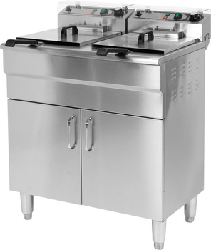 Friteuse électrique à 2 cuves avec armoire et robinets de vidange 2x11,5 L | YATO YG-04638