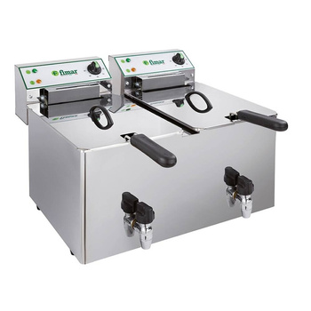 Friteuse électrique à 2 cuves avec robinet, 2x8 L, 6 kW, 230 V | FIMAR FR88RN